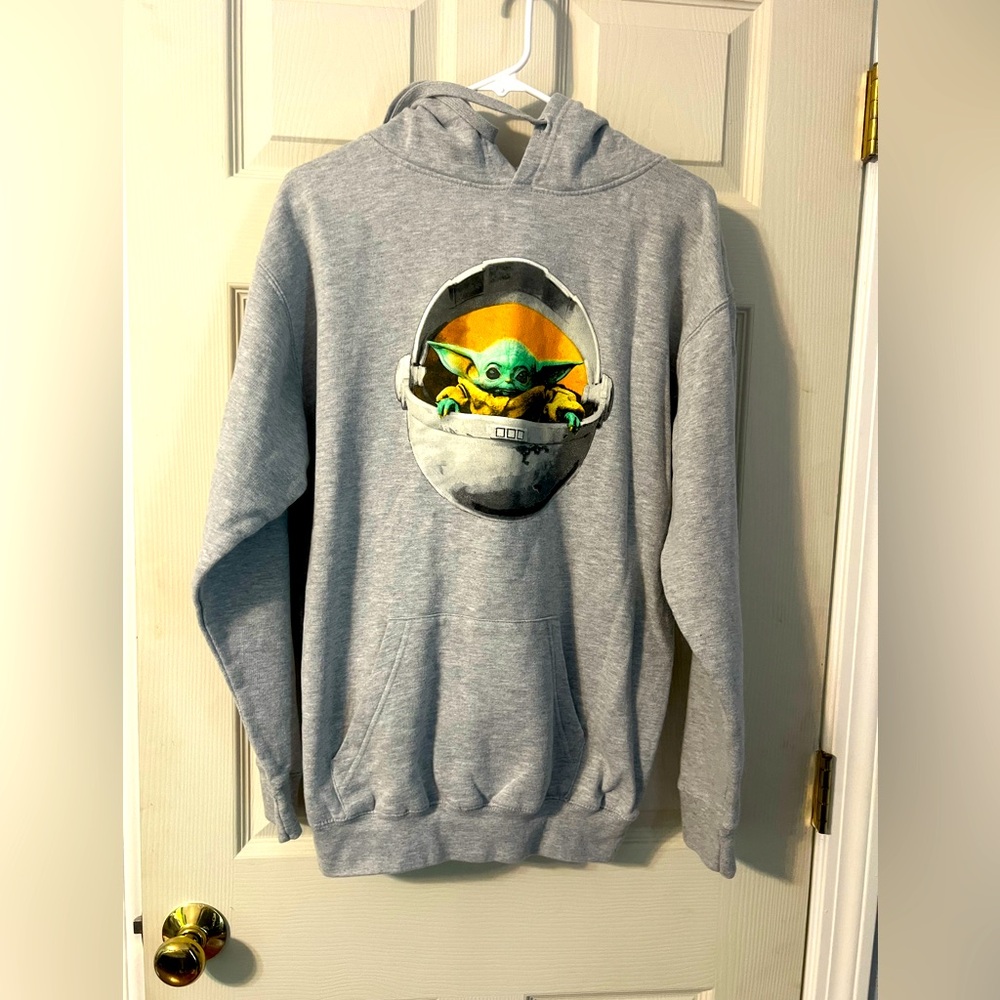 Star Wars Baby Yoda Gray Hoodie Medium